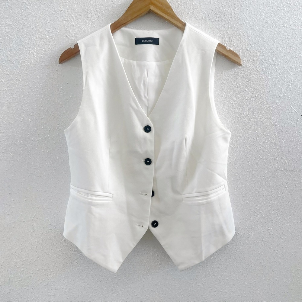 DOKOTOO Tailored White Suit Vest Size Small